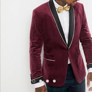ASOS Burgundy/ Gold trim ASOS dress suit jacket.